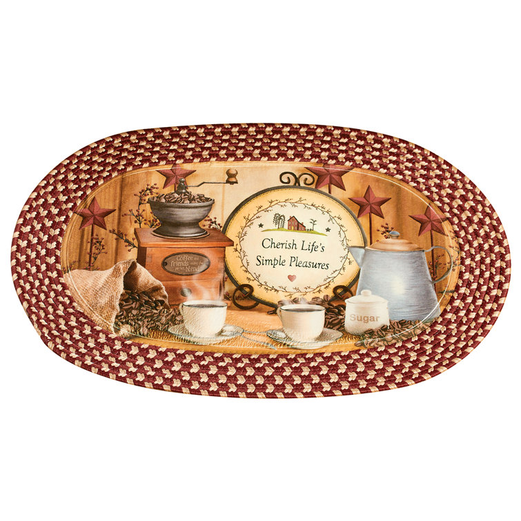 Winston Porter Ariyonna Charming Primitive Coffee Braided Kitchen Mat